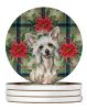Hairless Mottled Pattern Chinese Crested Christmas PoinsettIas Large Sandstone Coasters Pack of 4 Absorbent Round Coasters Decor Gifts for Men or Wome