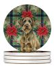 Chestnut Wirehaired Pointing Griffon Christmas PoinsettIas Large Sandstone Coasters Pack of 4 Absorbent Round Coasters Decor Gifts for Men or Women
