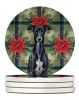 Black Whippet Christmas PoinsettIas Large Sandstone Coasters Pack of 4 Absorbent Round Coasters Decor Gifts for Men or Women, 4 in, Multicolor