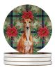 Red Whippet Christmas PoinsettIas Large Sandstone Coasters Pack of 4 Absorbent Round Coasters Decor Gifts for Men or Women, 4 in, Multicolor