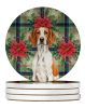Orange and White Pointer Christmas PoinsettIas Large Sandstone Coasters Pack of 4 Absorbent Round Coasters Decor Gifts for Men or Women, 4 in