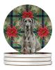 Weimaraner Christmas PoinsettIas Large Sandstone Coasters Pack of 4 Absorbent Round Coasters Decor Gifts for Men or Women, 4 in, Multicolor