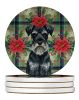 Standard Schnauzer Christmas PoinsettIas Large Sandstone Coasters Pack of 4 Absorbent Round Coasters Decor Gifts for Men or Women, 4 in, Multicolor