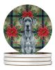 Blue Great Dane Christmas PoinsettIas Large Sandstone Coasters Pack of 4 Absorbent Round Coasters Decor Gifts for Men or Women, 4 in, Multicolor