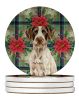 Liver and White German Wirehaired Pointer Christmas PoinsettIas Large Sandstone Coasters Pack of 4 Absorbent Round Coasters Decor Gifts for Men or Wom