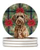 Chocolate Labradoodle Christmas PoinsettIas Large Sandstone Coasters Pack of 4 Absorbent Round Coasters Decor Gifts for Men or Women, 4 in, Multicolor