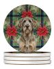 Grizzle and Tan Otterhound Christmas PoinsettIas Large Sandstone Coasters Pack of 4 Absorbent Round Coasters Decor Gifts for Men or Women, 4 in