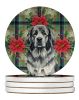 Gray Newfoundland Christmas PoinsettIas Large Sandstone Coasters Pack of 4 Absorbent Round Coasters Decor Gifts for Men or Women, 4 in, Multicolor
