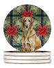 Wheaten Scottish Deerhound Christmas PoinsettIas Large Sandstone Coasters Pack of 4 Absorbent Round Coasters Decor Gifts for Men or Women, 4 in