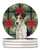 Smooth Fox Terrier Christmas PoinsettIas Large Sandstone Coasters Pack of 4 Absorbent Round Coasters Decor Gifts for Men or Women, 4 in, Multicolor