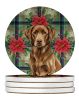 Chocolate Labrador Retriever Christmas PoinsettIas Large Sandstone Coasters Pack of 4 Absorbent Round Coasters Decor Gifts for Men or Women, 4 in