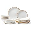 12 PCS Dinnerware Set Ceramic Plates and Bowls Sets Service for 4 White