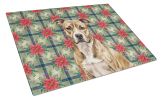 Brindle American Staffordshire Terrier Christmas PoinsettIas Glass Cutting Board Decorative Tempered Glass Kitchen Cutting and Serving Board Large Siz