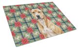Fawn American Staffordshire Terrier Christmas PoinsettIas Glass Cutting Board Decorative Tempered Glass Kitchen Cutting and Serving Board Large Size C