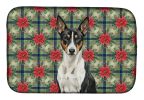 Black and White Basenji Christmas PoinsettIas Dish Drying Mat Absorbent Dish Drying Mat Pad for Kitchen Counter Dish Drainer Mat for Countertop