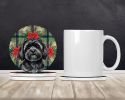 Black Lhasa Apso Christmas PoinsettIas Large Sandstone Coasters Pack of 4 Absorbent Round Coasters Decor Gifts for Men or Women, 4 in, Multicolor