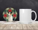 Smooth Fox Terrier Christmas PoinsettIas Large Sandstone Coasters Pack of 4 Absorbent Round Coasters Decor Gifts for Men or Women, 4 in, Multicolor
