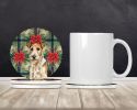 Wire Fox Terrier Christmas PoinsettIas Large Sandstone Coasters Pack of 4 Absorbent Round Coasters Decor Gifts for Men or Women, 4 in, Multicolor