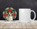 Tricolor Russell Terrier Christmas PoinsettIas Large Sandstone Coasters Pack of 4 Absorbent Round Coasters Decor Gifts for Men or Women, 4 in