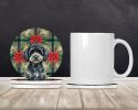 Miniature Black Poodle Christmas PoinsettIas Large Sandstone Coasters Pack of 4 Absorbent Round Coasters Decor Gifts for Men or Women, 4 in