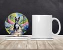 Boston Terrier Spring Path Large Sandstone Coasters Pack of 4 Absorbent Round Coasters Decor Gifts for Men or Women, 4 in, Multicolor