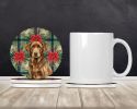 Chocolate Labrador Retriever Christmas PoinsettIas Large Sandstone Coasters Pack of 4 Absorbent Round Coasters Decor Gifts for Men or Women, 4 in