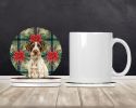 Liver and White German Wirehaired Pointer Christmas PoinsettIas Large Sandstone Coasters Pack of 4 Absorbent Round Coasters Decor Gifts for Men or Wom