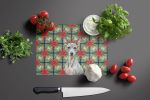 American Hairless Terrier Christmas PoinsettIas Glass Cutting Board Decorative Tempered Glass Kitchen Cutting and Serving Board Large Size Chopping Bo