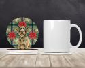Chestnut Wirehaired Pointing Griffon Christmas PoinsettIas Large Sandstone Coasters Pack of 4 Absorbent Round Coasters Decor Gifts for Men or Women