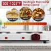 Infrared Dual Burner Hot Plate - 1000W & 800W  Glass Plates, Quick/Even Heating, 302-1022 Stepless Temp, Auto Shut-Off